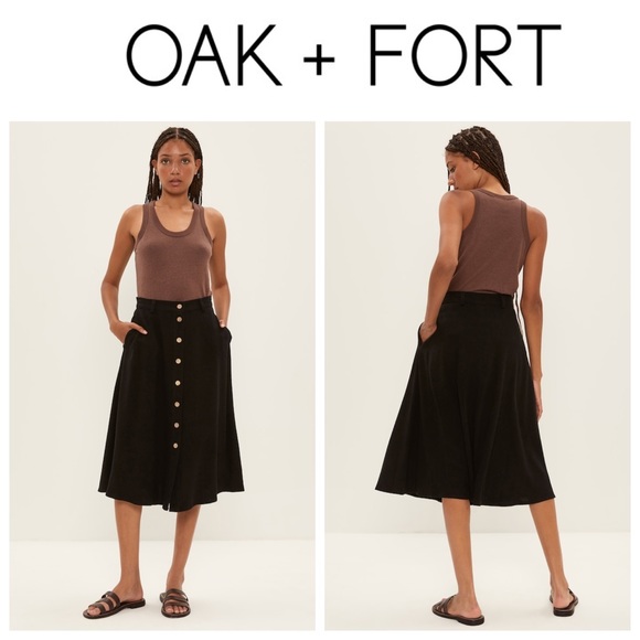 OAK + FORT Dresses & Skirts - NWT Oak+Fort Black Linen Blend Buttoned Maxi Skirt